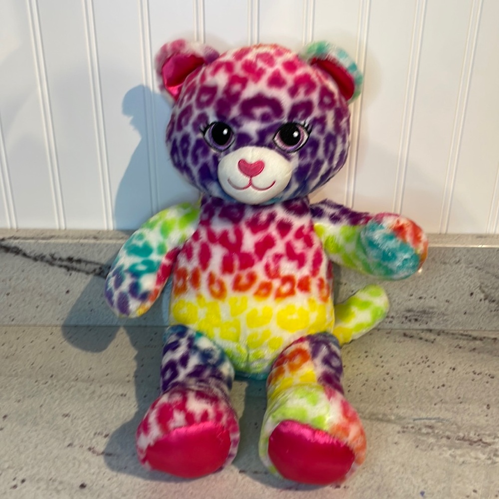 Build a Bear rainbow leopard print